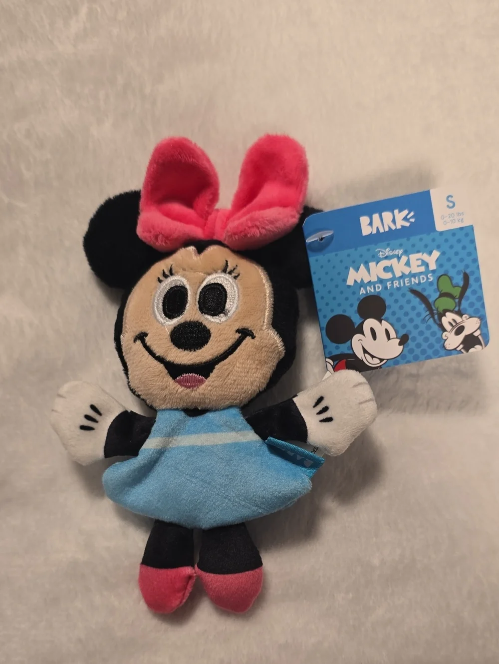 Disney Minnie Mouse Plush Dog Toy - Pink Bow, Blue Dress Size Small 0-20Pounds